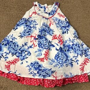 Pumpkin Patch Blue and Red Floral Kids Dress